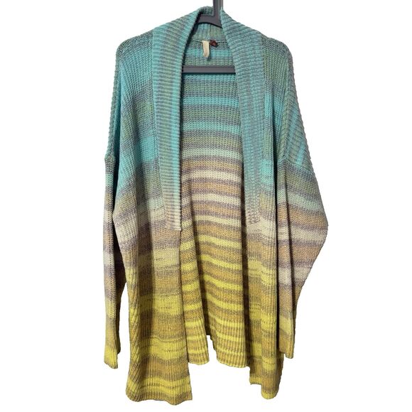 Anthropologie Pilcro Space Dye Cardigan Sweater Ombre Longline Size Large - Picture 3 of 9
